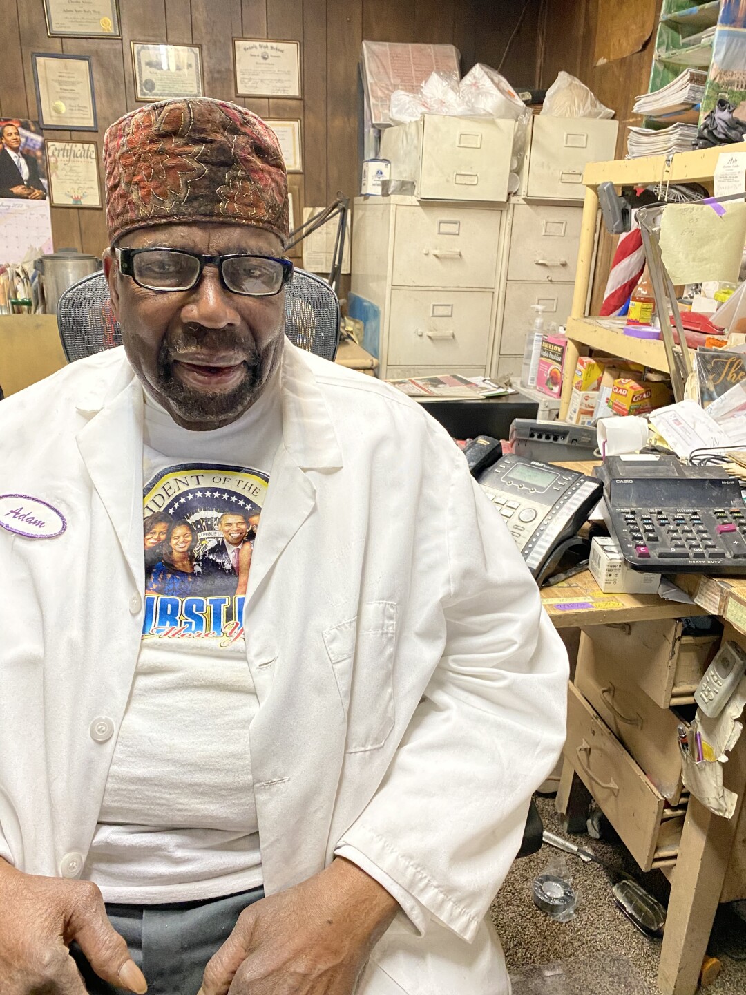 Cleo Adams, owner of Adams Auto Body Shop