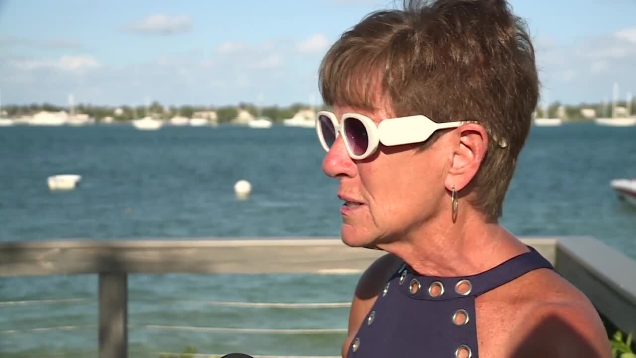 Cathy Boaz saw the red substance from her condo along the Intercoastal Waterway in West Palm Beach. May 6, 2024
