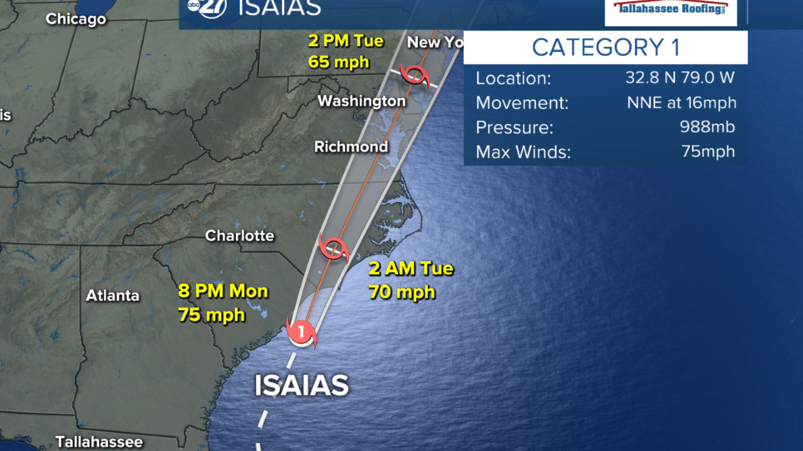 Tropical Storm Isaias now Hurricane Isaias
