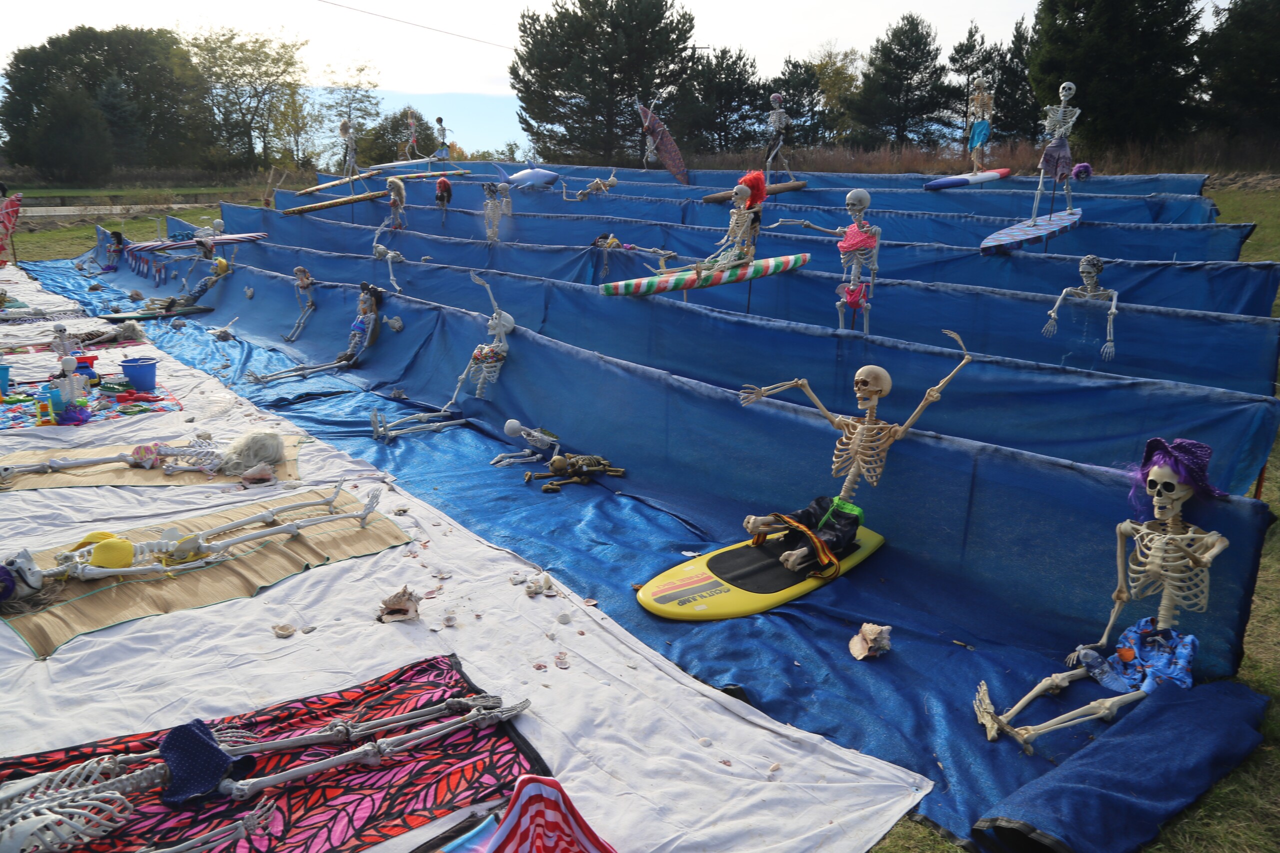 Surf's up at newest Holy Hill Skeleton display