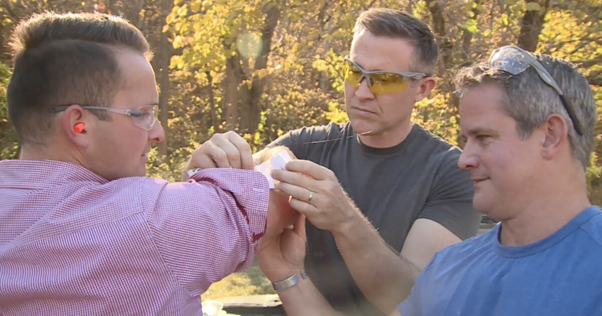 Metal fragment hits reporter during Senate candidate campaign event at