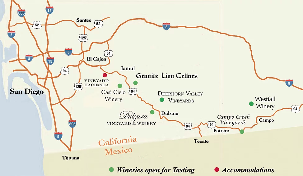 San Diego County vineyards and wineries