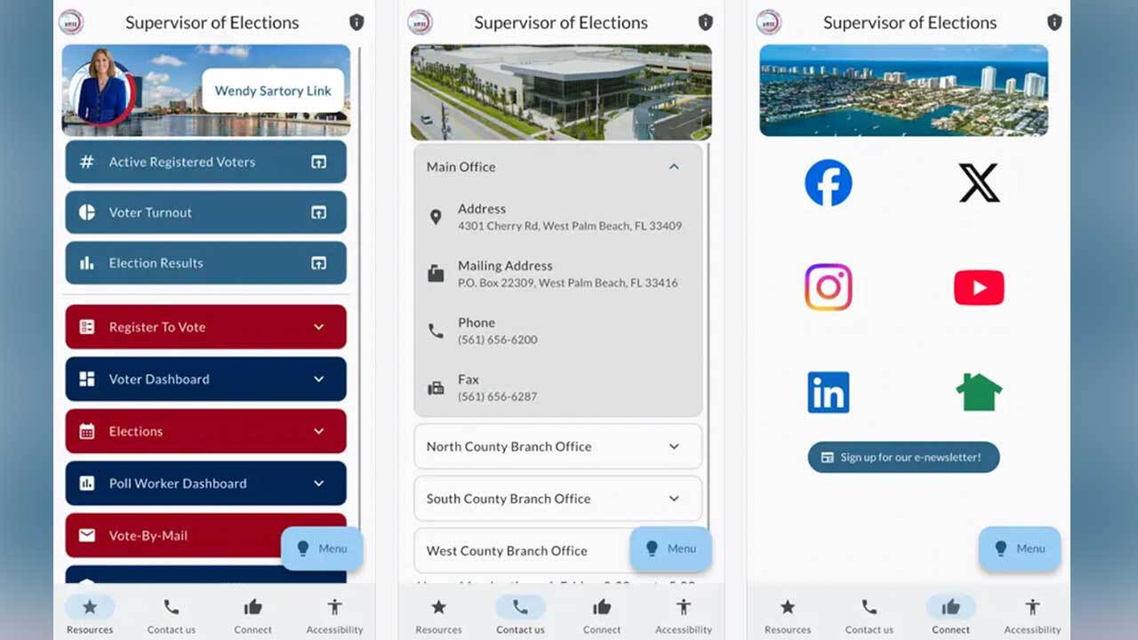 Palm Beach County Supervisor of Elections Wendy Sartory Link announced the launch of the free Vote Palm Beach mobile app ahead of Election Day on Tuesday, Nov. 3.