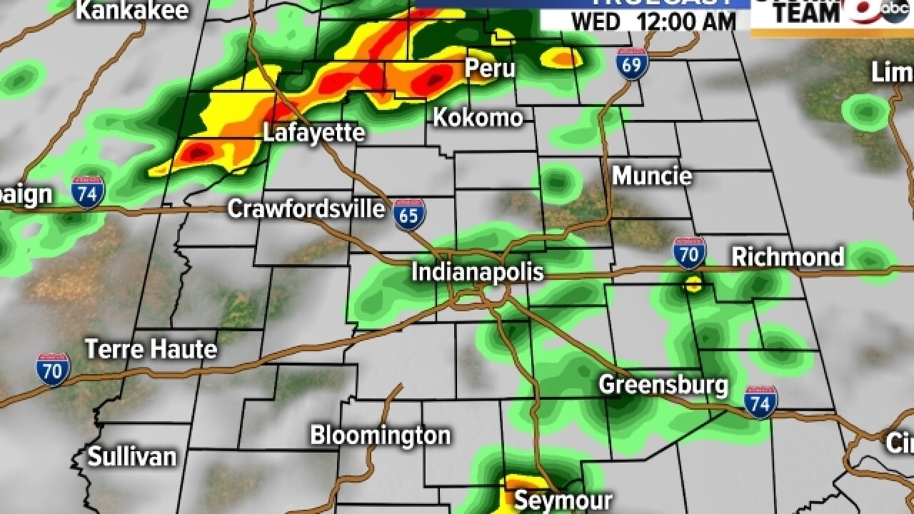 TIMELINE: T'storms possible throughout Tuesday