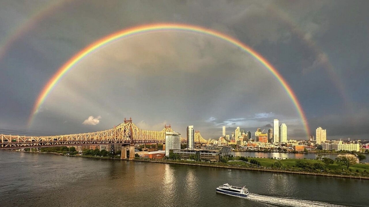 Stunning double rainbow shines over New York City on 9/11