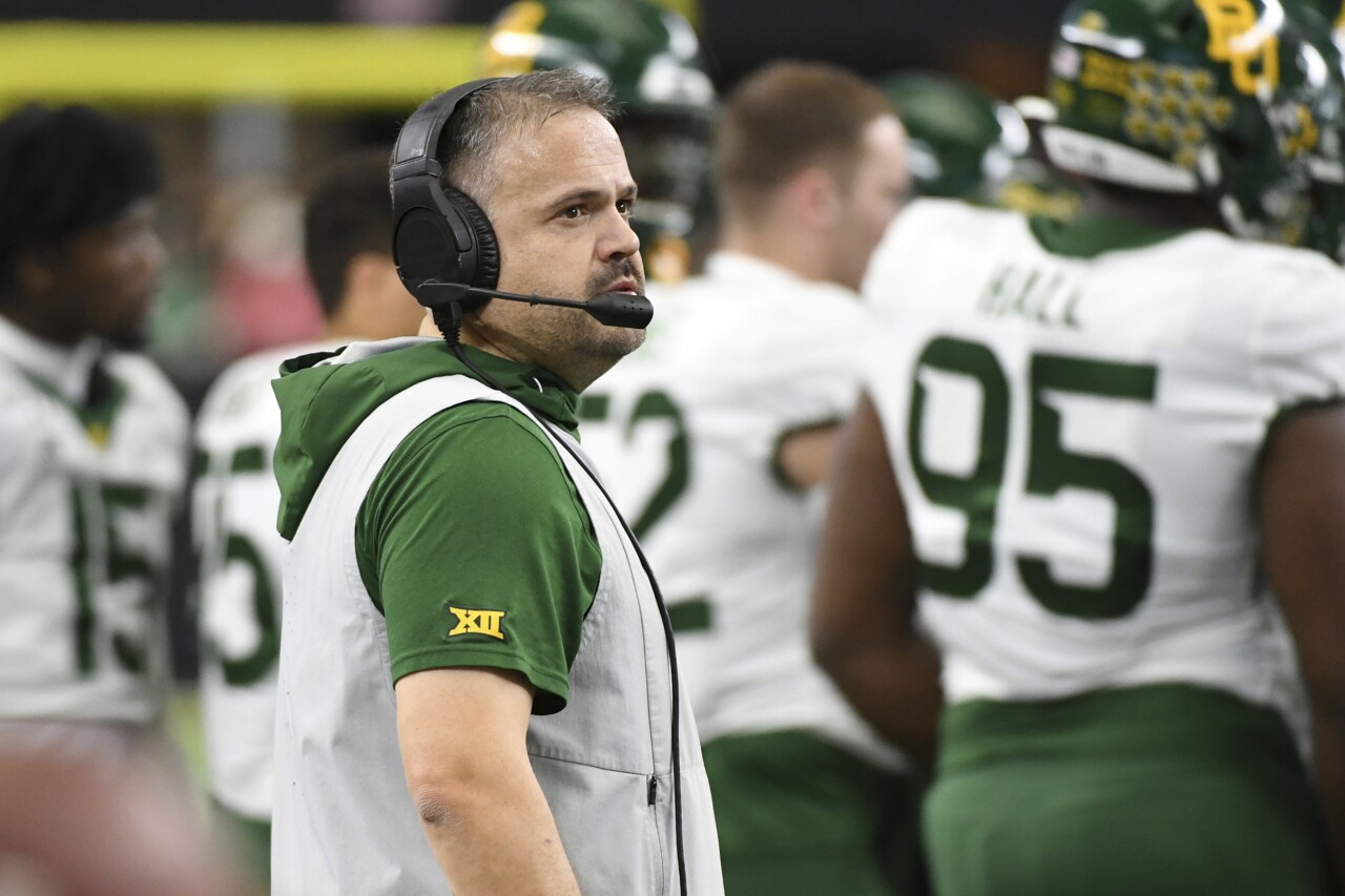 Matt Rhule coaching Baylor Bears in 2019 Big 12 Championship