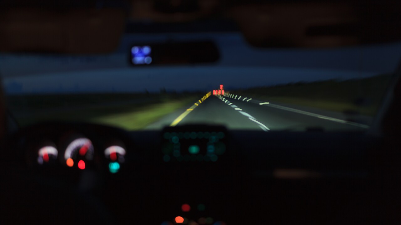 Car driving at night