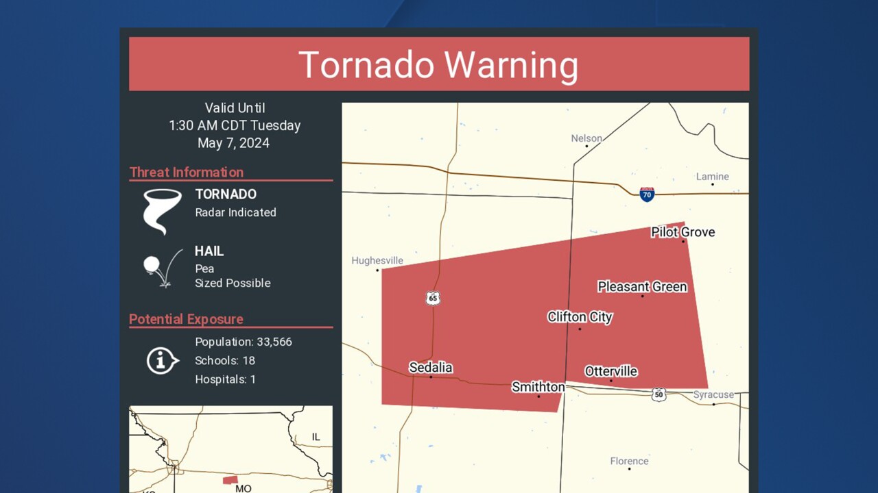 Pettis County tornado warning 