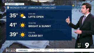 Skiers can expect a sunny day on Mt. Lemmon Monday.