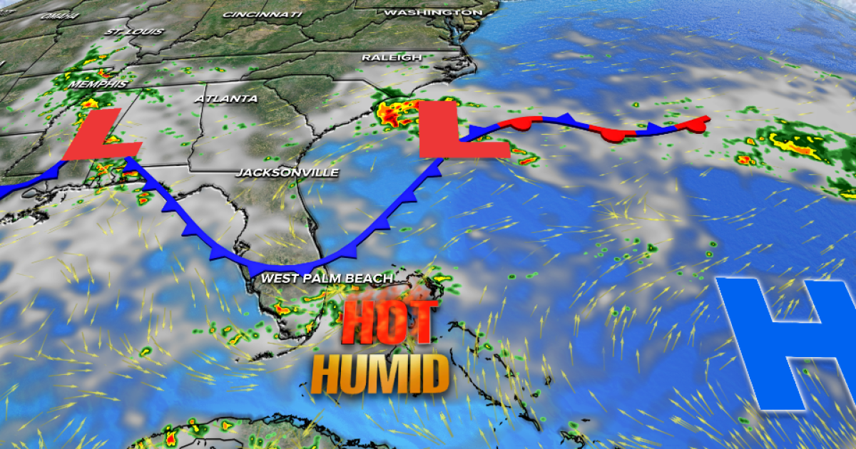 Staying hot and humid Monday with late day storms