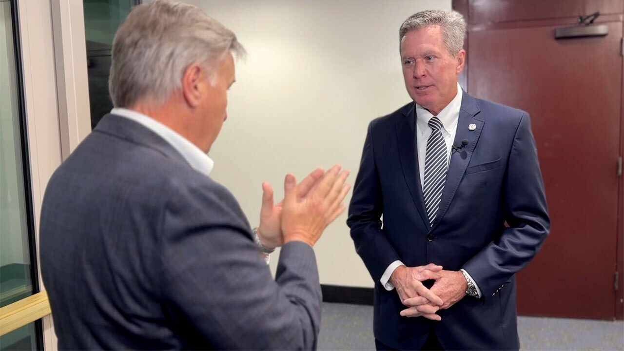 WPTV reporter Matt Sczesny speaks with School District of Palm Beach County Superintendent Mike Burke in Tallahassee.