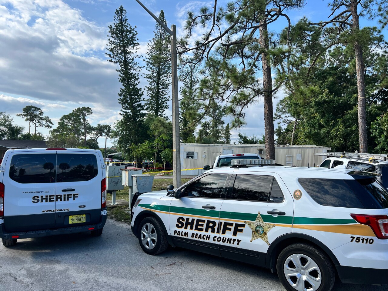 Shooting scene along Calle Del Sol at Tavares Cove mobile home park, April 3, 2022