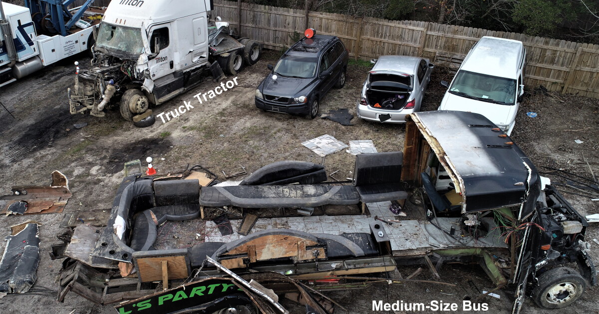 New photo shows damage to party bus, tractor trailer after deadly crash