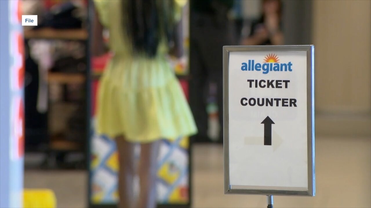 A path to the Allegiant ticket counter at the Punta Gorda airport.