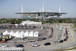 Coronavirus testing at Hard Rock Stadium in March 2020