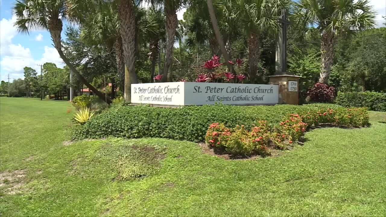 St. Peter Catholic Church and All Saints Catholic School sign in Jupiter