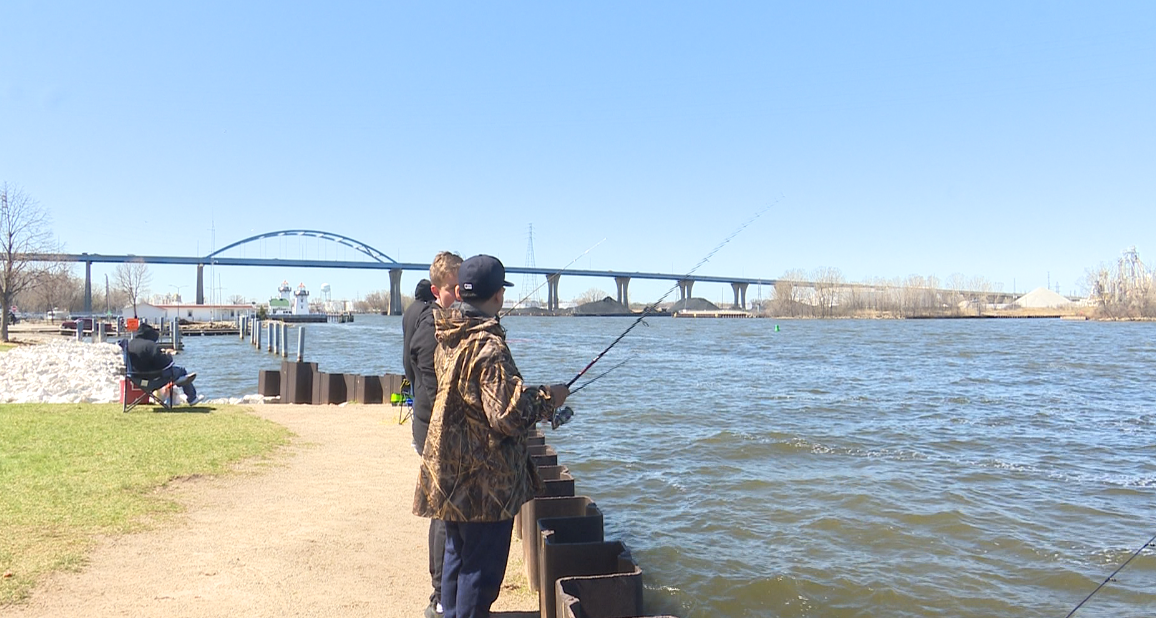 Fishermen enjoy a beautiful day for the start of the general fishing season