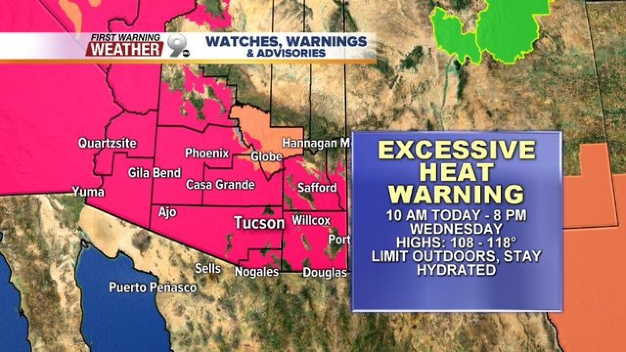 excessive heat moves into southern arizona