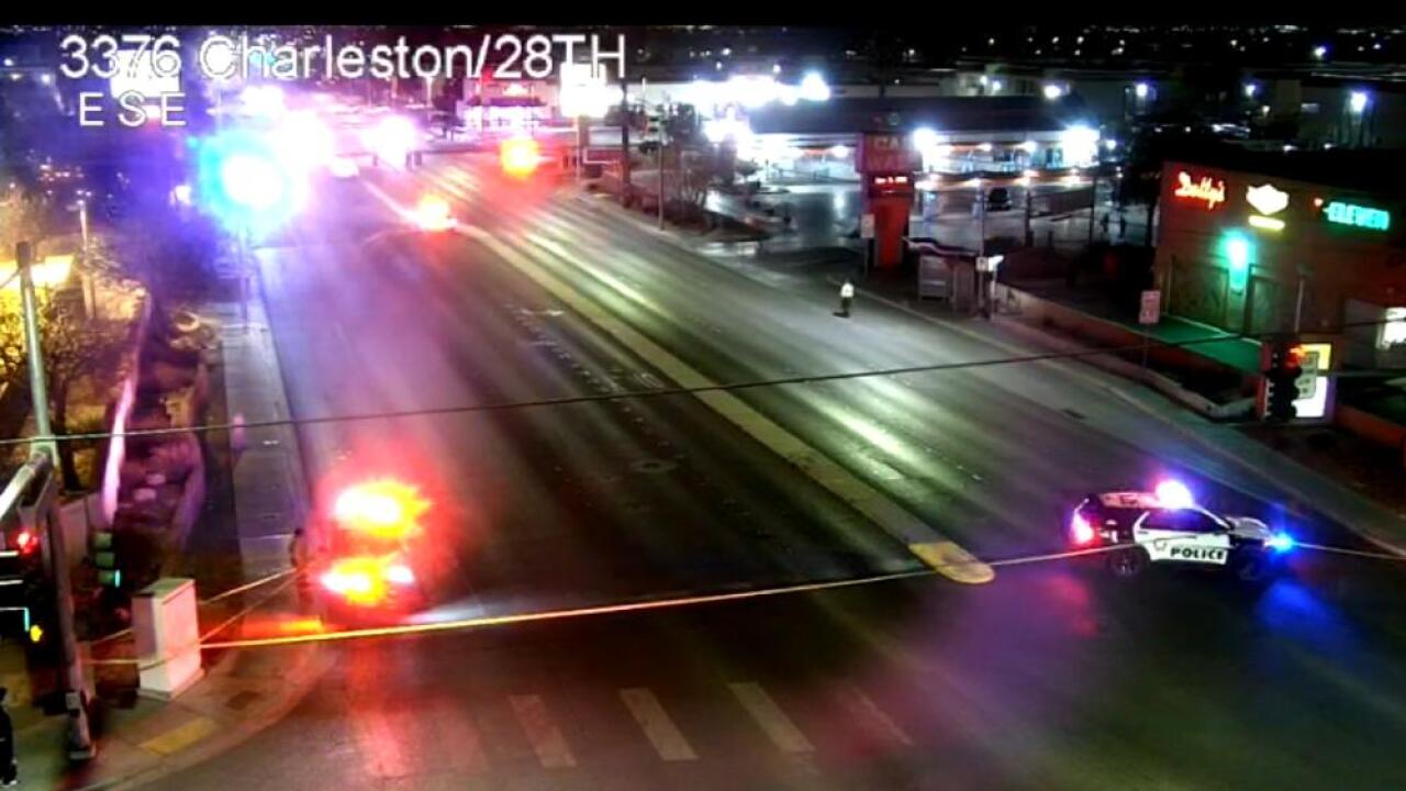 Crash closes all lanes on wesbound Charleston Boulevard at Mojave Road