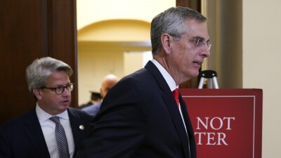 Georgia Secretary of State Brad Raffensperger on the right