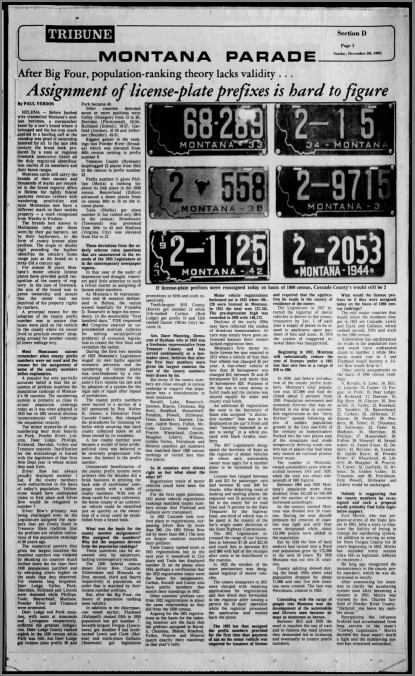 Great Falls Tribune article from 1981