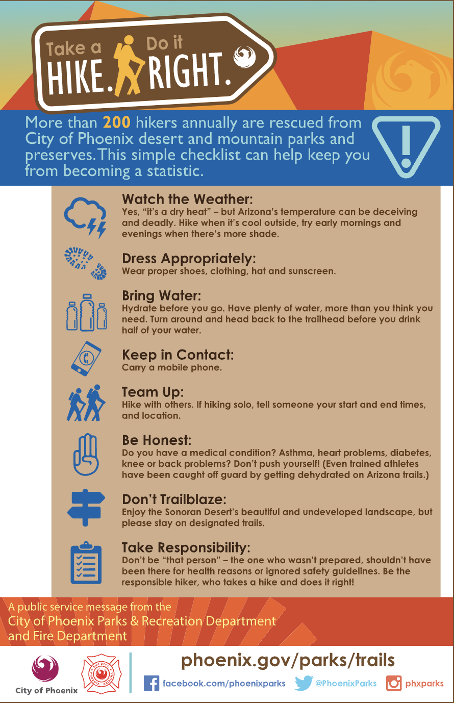 Safe hiking Phoenix city