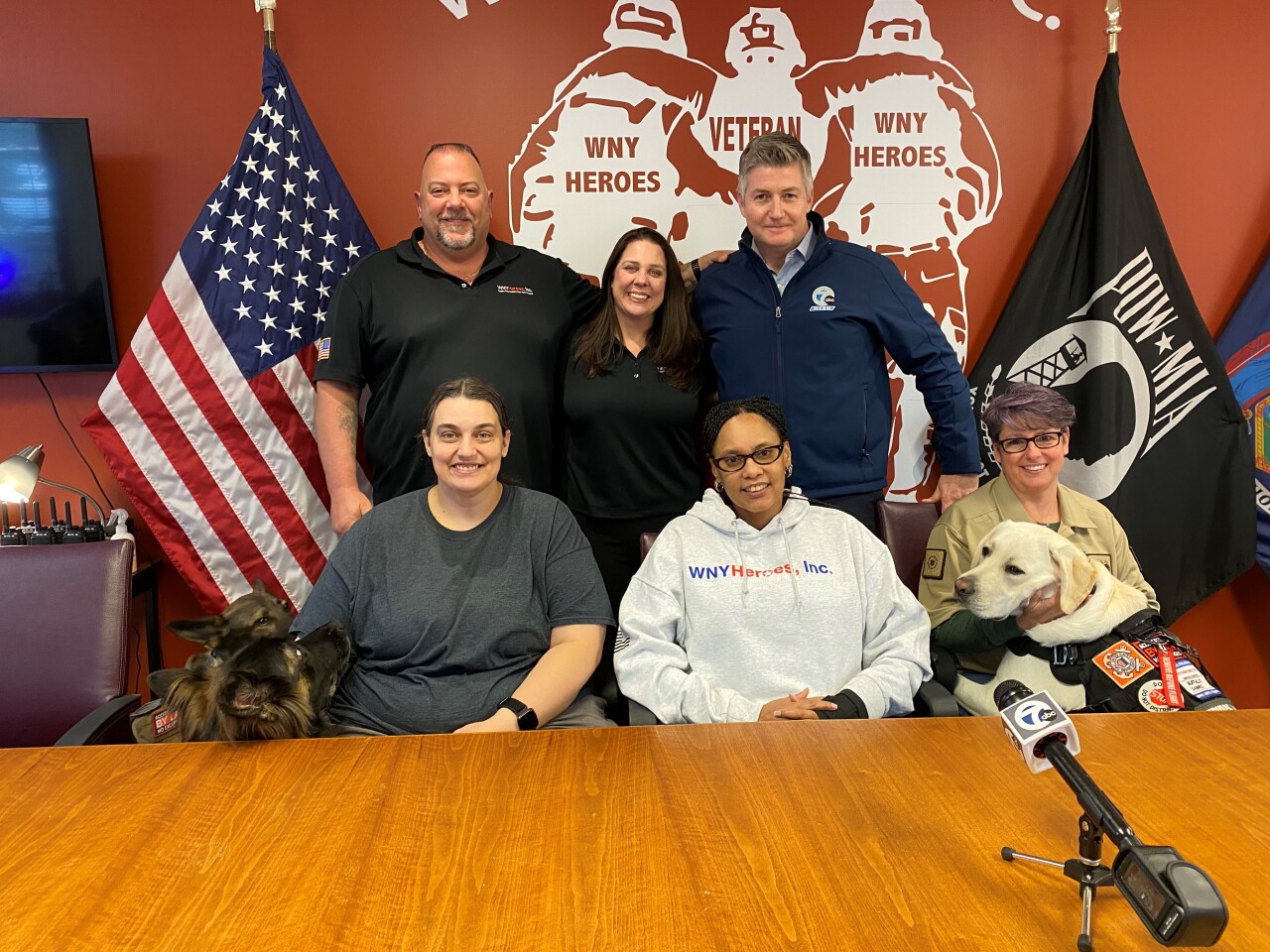 Veterans gather at WNYHeroes headquarters in Williamsville (From top left Chris Krieger, Lynn Magistrale, WKBW Anchor Jeff Russo. From bottom left Amanda Yauch, Jessica Hannah and Renie Bolyn)