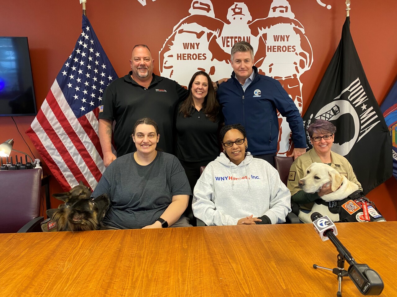 Veterans gather at WNYHeroes headquarters in Williamsville (From top left Chris Krieger, Lynn Magistrale, WKBW Anchor Jeff Russo. From bottom left Amanda Yauch, Jessica Hannah and Renie Bolyn) 