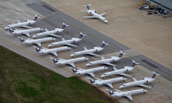 View from AirTracker 5 of United's Fleet at Cleveland Hopkins International Airport.