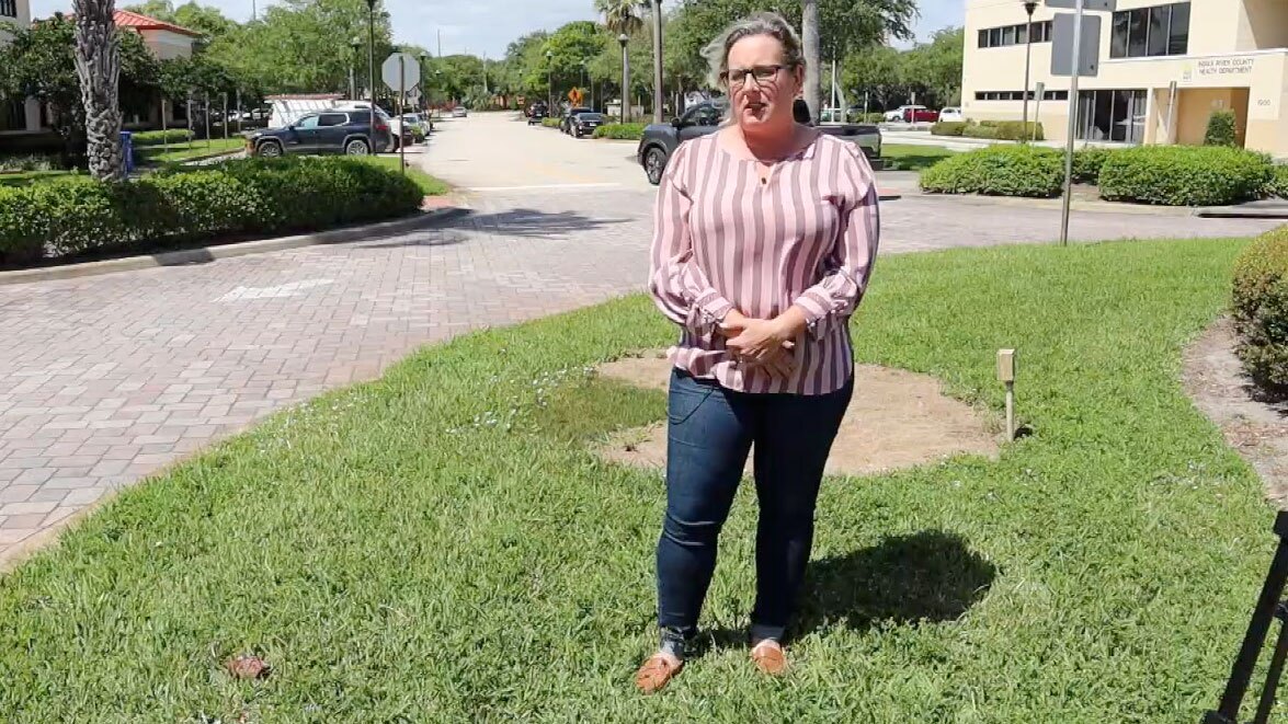 Commission Chair Susan Adams explains the trash pick-up options being considered by county commissioners