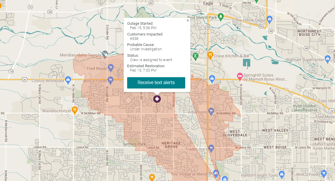Power outage in Meridian 02/15/24