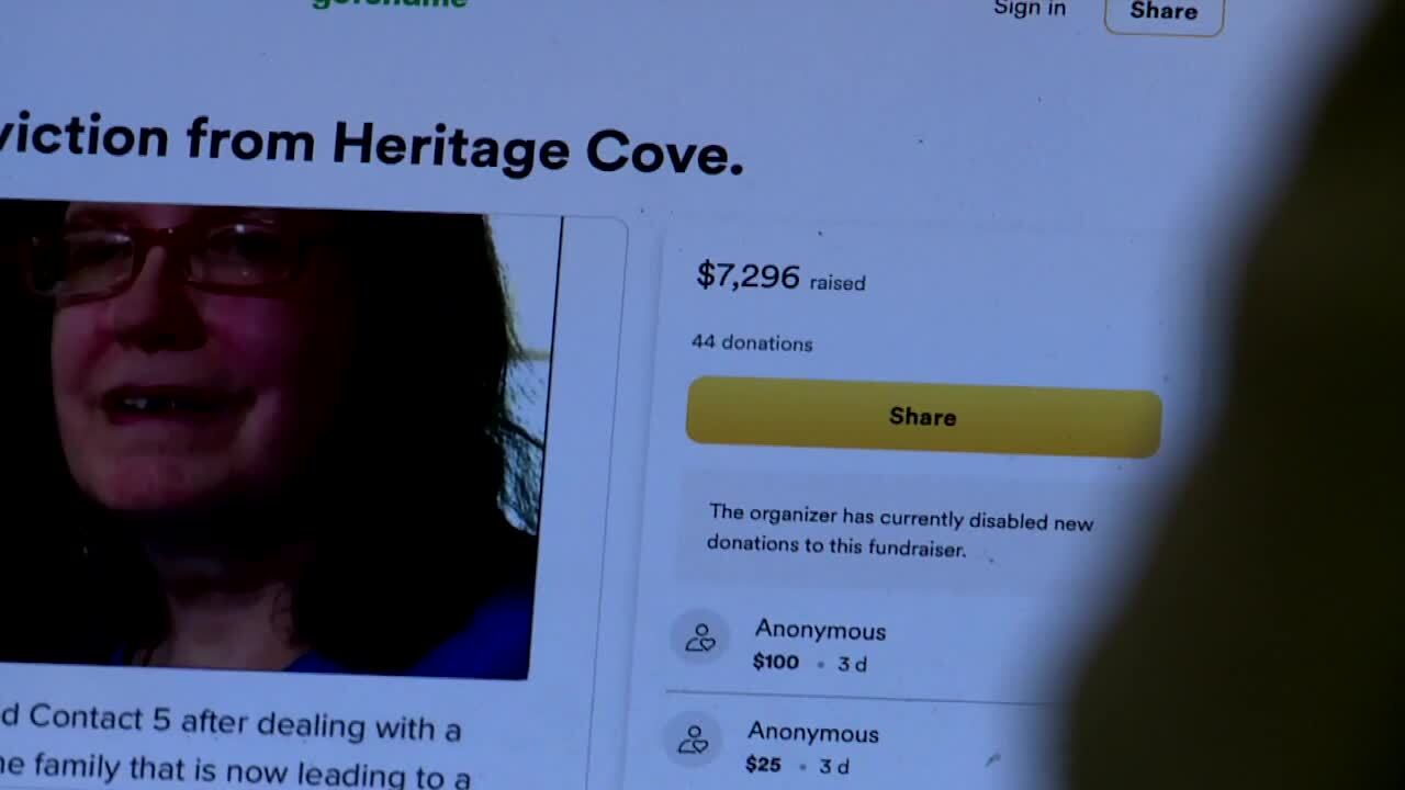 Cynthia Harte looks at $7,296 donations raised on GoFundMe page