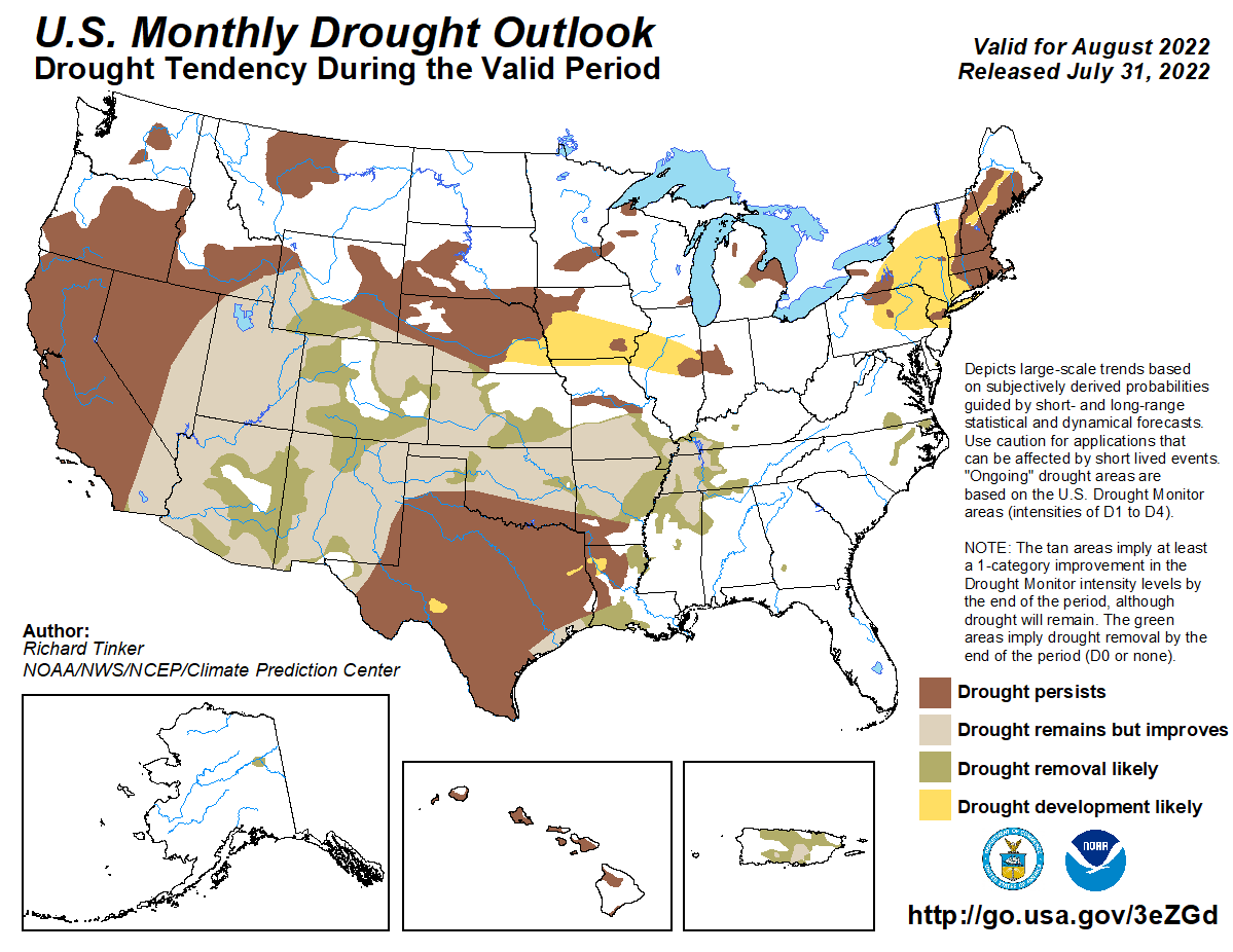 Drought outlook for August 2022