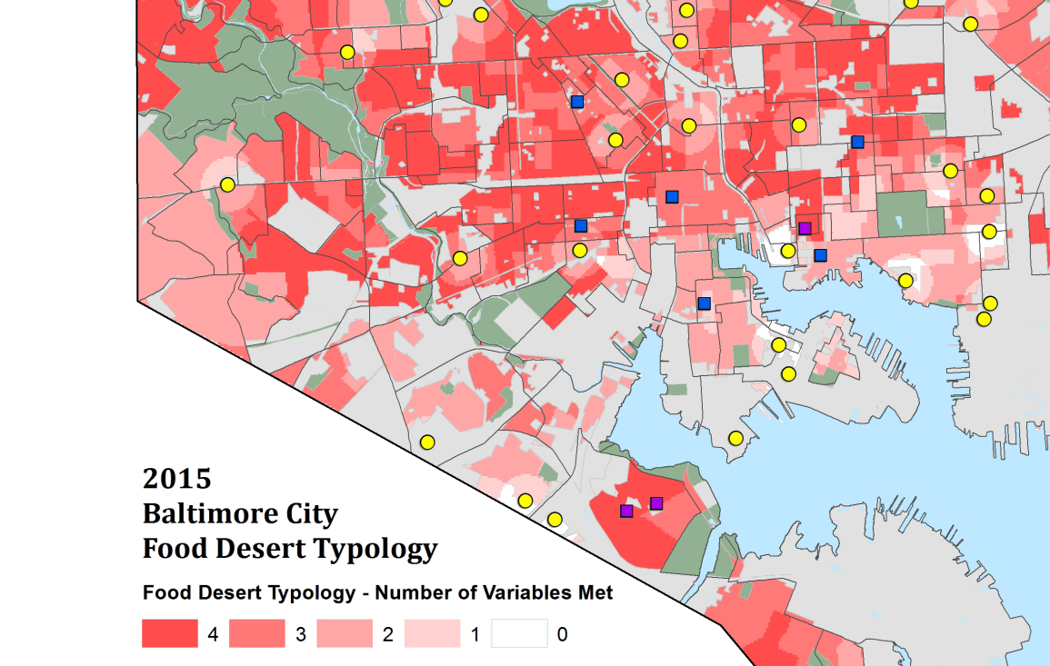 Food desert map of Baltimore