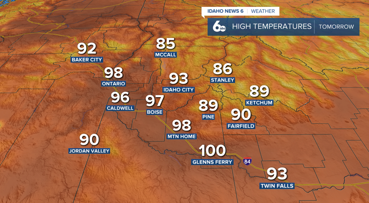 High temperatures Wednesday