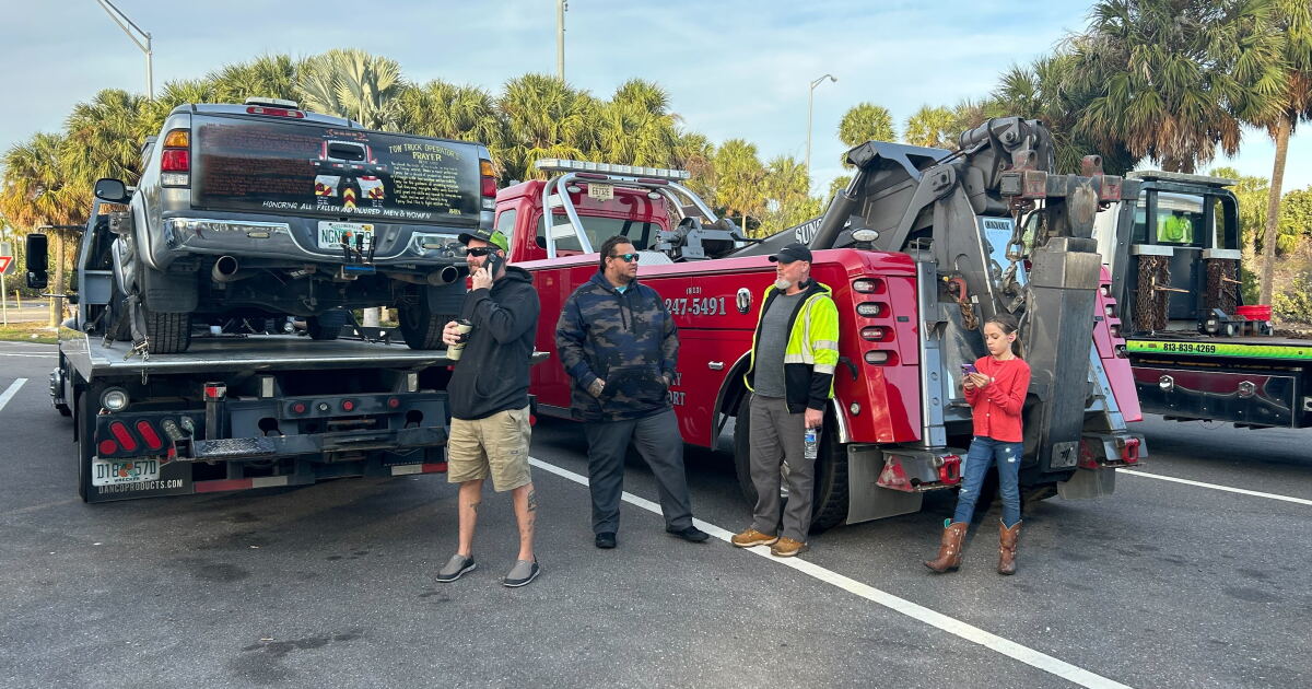 Tow truck drivers ride in solidarity to raise awareness of the Move Over Law