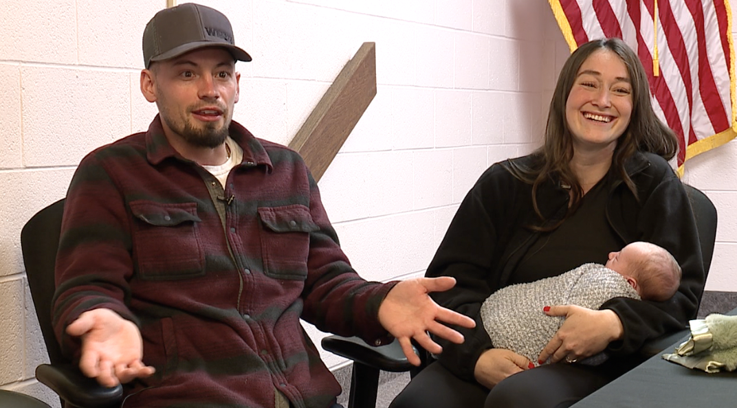 The young couple say they're happy Officer Liz Demuynck was there to help them through the stressful time