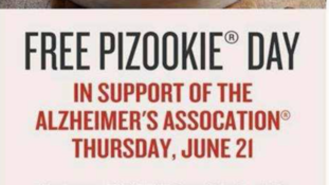 Free Pizookie Day Thursday to benefit the Longest Day and Alzheimer's Association