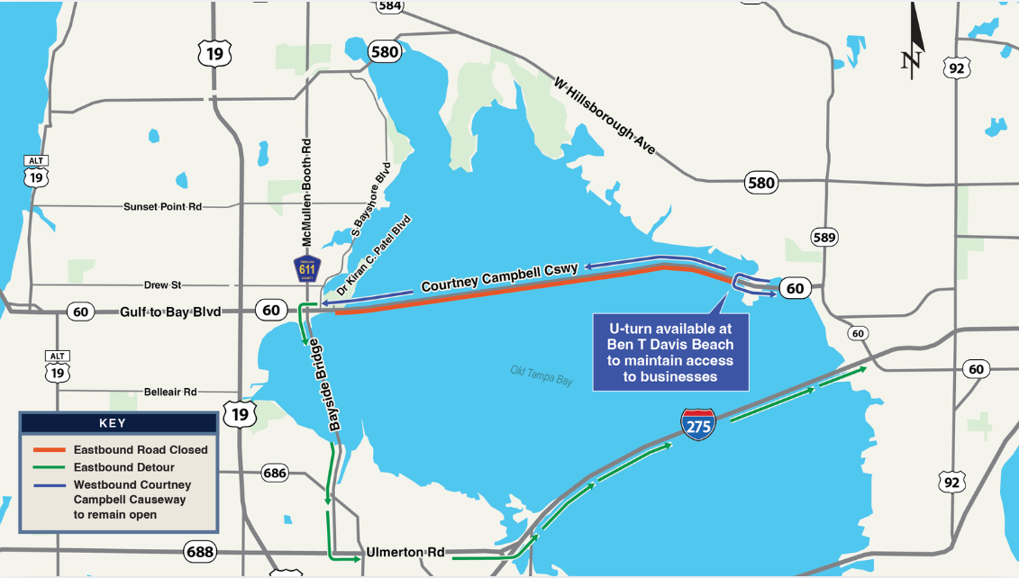 Courtney Campbell Causeway overnight closure