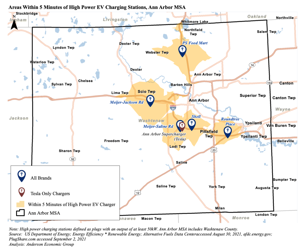 High Power Stations within 5 minute radius in Ann Arbor
