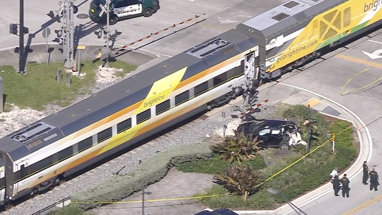 Car damaged from Brightline crash in Pompano Beach, Nov. 8, 2021