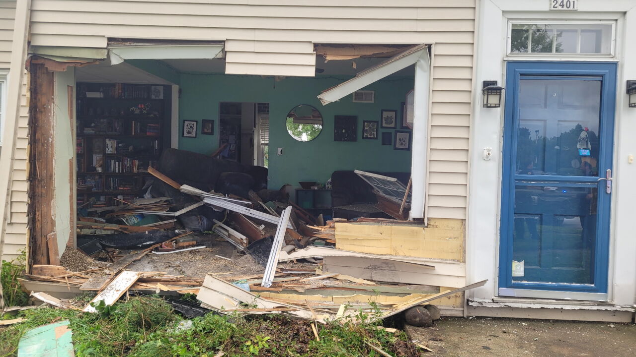 Car crashes into home in West Allis, leaving ‘major structural damage’ behind, police say_1.JPG