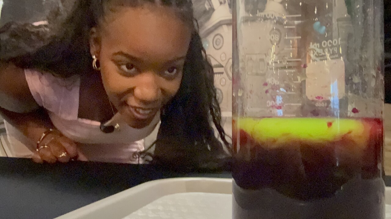 WMAR 2 News's Taylor Epps enjoying an experiment