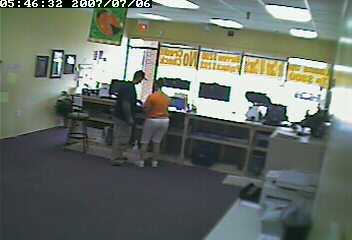 Video surveillance of the Cash Express robbery in 2007.