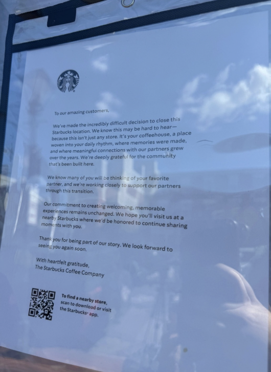 Starbucks closure signs