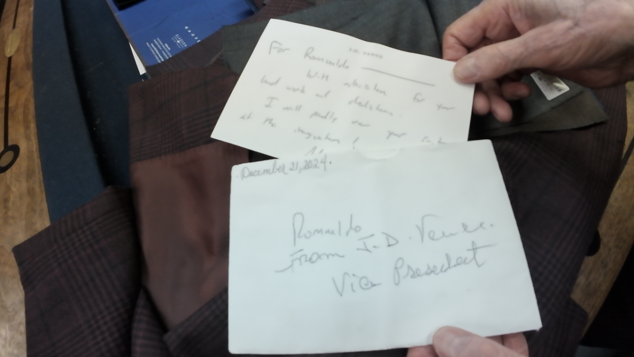 Note sent by JD Vance to Pelle