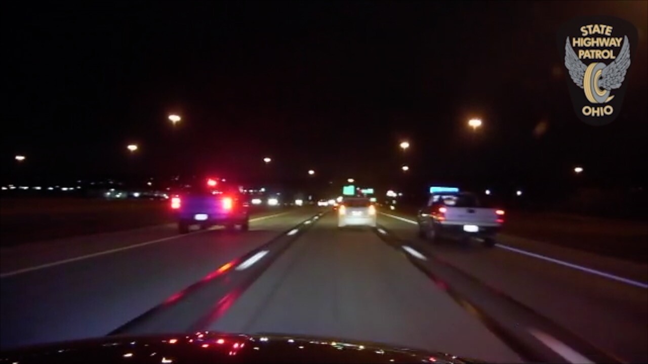 OSHP dash camera screenshot of vehicle pursuit on February 24