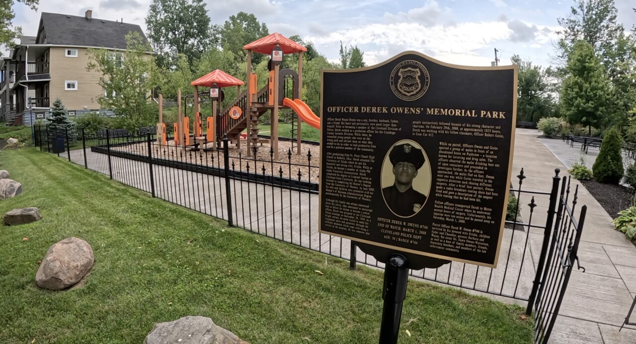 Officer Derek Owens' Memorial Park at 10404 Parkview Avenue in Cleveland