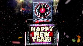 The ball dropping at Times Square, NYC.