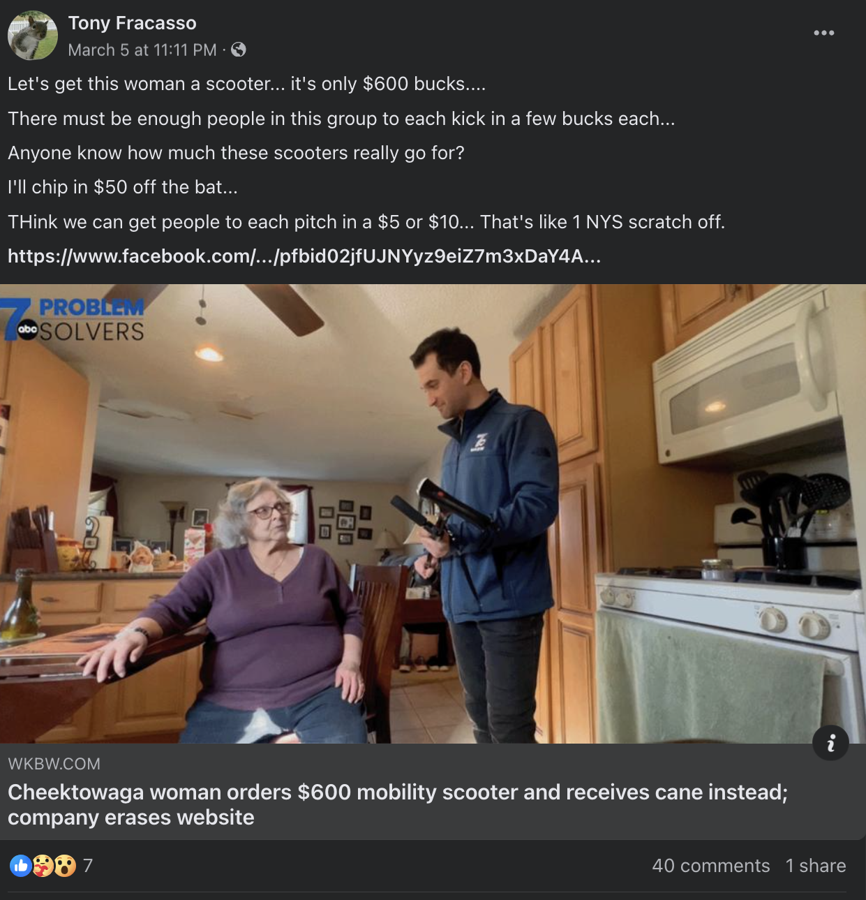 Facebook post to help Linda Lindell